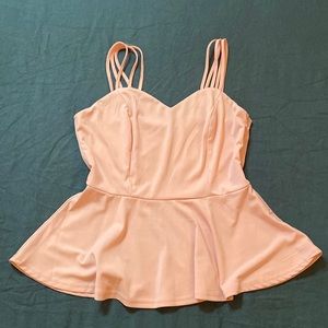 Peach Pink Peplum Tank Top Large